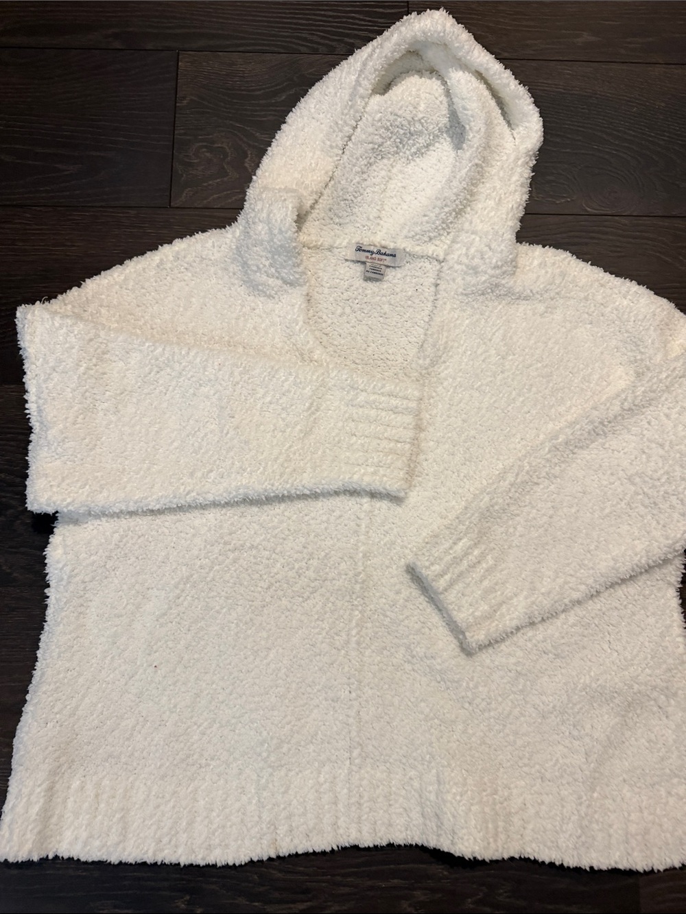 Tommy Bahama Island Soft White Plush Hooded Pullover Sweater